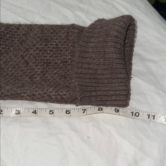 LOFT Brown V-Neck cross over front Sweater Ribbed Knit alpaca / wool blend Med - Picture 10 of 14